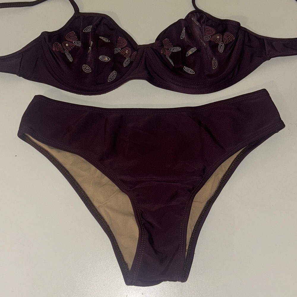 Recco Size Extra Large Purple Brazilian Underwire Bikini Set. New With Tags
